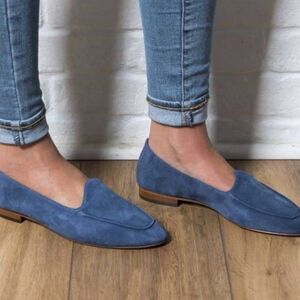 Travaux En Cours Blue Suede Flat Loafers Shoes Size 41EUR